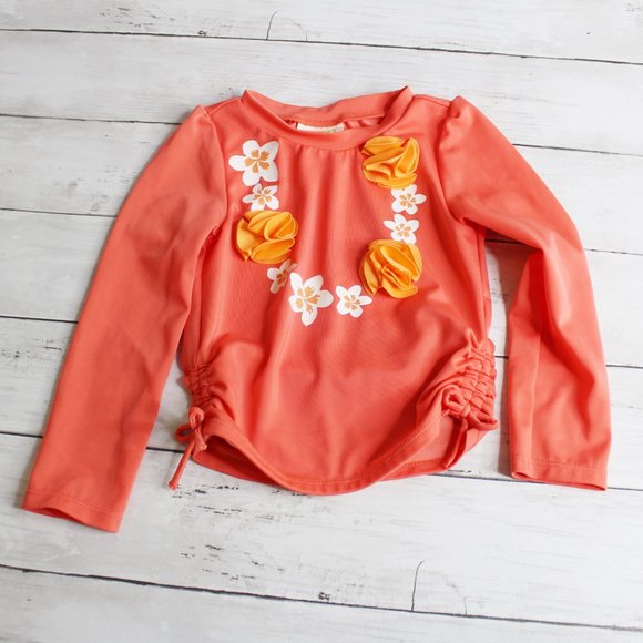 Crazy 8 Girl's Rashguard Swimsuit Top Size 2T Long Sleeves - Picture 2 of 4